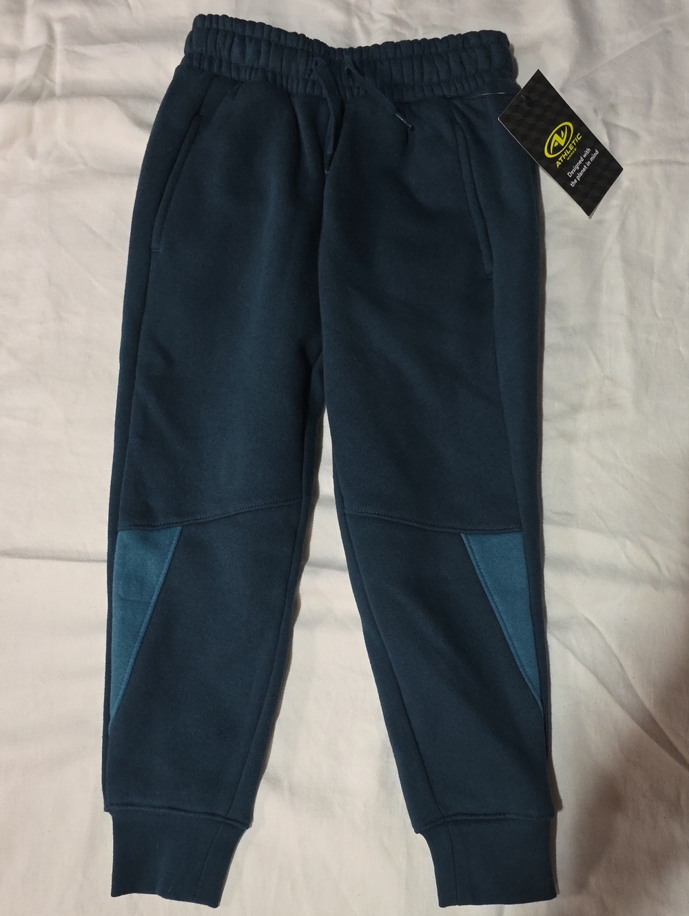 Athletic Works Boys' Active Fashion Fleece Joggers, Dark Harbor/ Teal